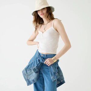 J. Crew White Vintage Rib Henley Tank Size S NWT Style BH922